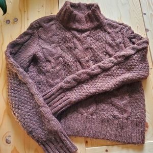 American Eagle Small Brown Semi Crop Turtleneck